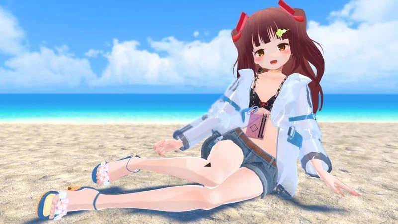 薄荷のVRChatアバター写真：海辺・夏コーデ