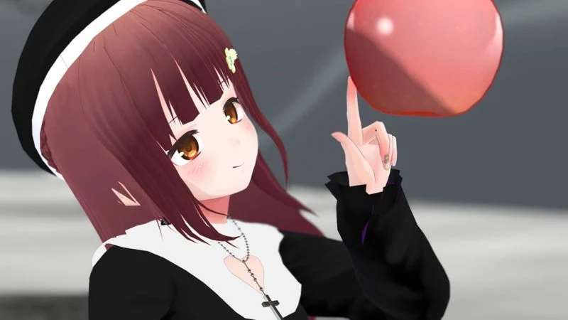 薄荷のVRChatアバター写真：ベレー帽・顔アップ