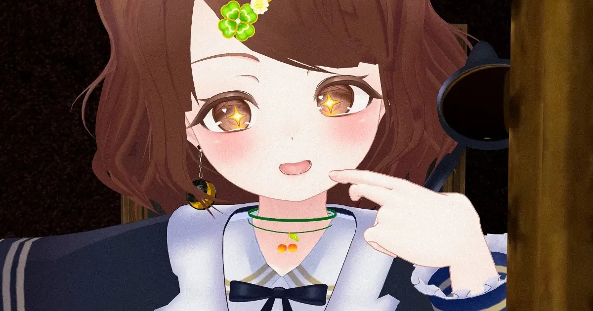 マヌカのVRChatアバター写真：黒髪ロング・蝶飾り